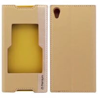 Nettech Sony Xperia Z5 Premium Uyumlu Kapaklı Kılıf Kapaklı Kılıf (Gold) VR4983