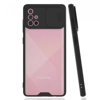 Nettech Samsung Galaxy A71 Uyumlu Platin Kamera Kızaklı Arka Koruma Kılıf (Siyah) NT86684