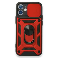 Nettech Apple iPhone 12 Uyumlu Kızaklı Panzer Seri Arka Koruma Kılıf (Kırmızı) NT85951