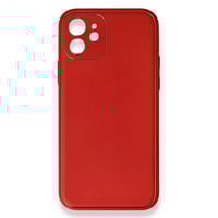 Nettech Apple iPhone 12 Uyumlu Coco Leather Seri Arka Koruma Kılıf (Kırmızı) NT84706