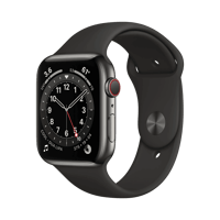 Apple Watch Series 6  Paslanmaz Çelik  44mm  Cellular  Gece yarısı