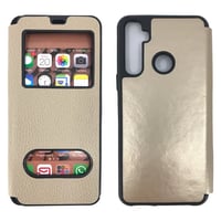 Nettech Realme 5i Uyumlu Pencereli Kapaklı Kılıf (Gold) NT84531