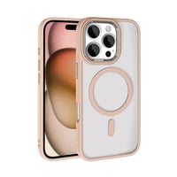 Apple iPhone 16 Pro Max Kılıf Wireless Şarj Özellikli Zore Krom Magsafe Silikon Kapak  Gold