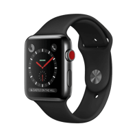 Apple Watch Series 3  Paslanmaz Çelik  42mm  Cellular  Gece yarısı