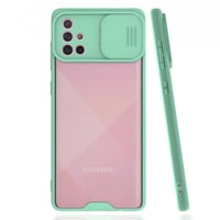 Nettech Samsung Galaxy A71 Uyumlu Platin Kamera Kızaklı Arka Koruma Kılıf (Su Yeşili) NT86689