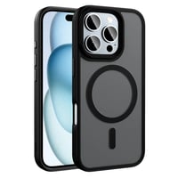 Apple iPhone 16 Pro Kılıf Mat Arka Yüzey Wireless Şarj Özellikli Zore Flet Magsafe Kapak  Siyah