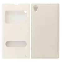 Sony Sony Xperia Z1 Uyumlu Pencereli Kapaklı Kılıf (Beyaz) VR5403