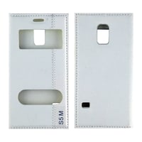 Nettech Samsung Galaxy G800 S5 Mini Uyumlu Pencereli Kapaklı Kılıf (Beyaz) VR1713