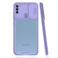 Nettech Samsung Galaxy A11 Uyumlu Platin Kamera Kızaklı Arka Koruma Kılıf (Lila) NT86664