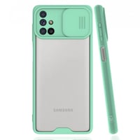 Nettech Samsung Galaxy M31S Uyumlu Platin Kamera Kızaklı Arka Koruma Kılıf (Su Yeşili) NT86709