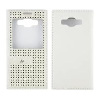 Nettech Samsung Galaxy A500 A5 2015 Uyumlu Pencereli Kapaklı Kılıf (Beyaz) VR7078