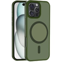 Apple iPhone 16 Pro Max Kılıf Magsafe Şarj Özellikli Mat Arka Yüzey Zore Sio Kapak  Koyu Yeşil