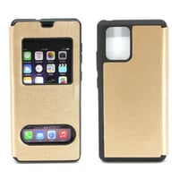 Nettech Samsung Galaxy S10 Lite Uyumlu Pencereli Kapaklı Kılıf (Gold) NT79935