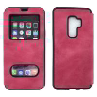 Nettech Samsung Galaxy G965 S9 Plus Uyumlu Pencereli Kapaklı Kılıf (Pembe) NT84462