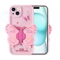 Apple iPhone 15 Plus Kılıf Kamera Korumalı Figür Tasarımlı Zore Kapya Kapak  Pembe Açık