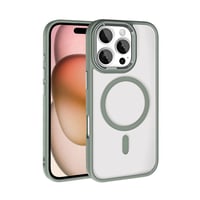 Apple iPhone 16 Pro Kılıf Wireless Şarj Özellikli Zore Krom Magsafe Silikon Kapak  TitanyumGri