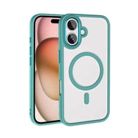 Apple iPhone 16 Plus Kılıf Wireless Şarj Özellikli Zore Krom Magsafe Silikon Kapak  Yeşil