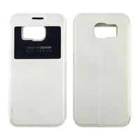 Nettech Samsung Galaxy G920 S6 Uyumlu Kapaklı Kılıf Kapaklı Kılıf (Beyaz) VR4925
