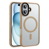 Apple iPhone 16 Plus Kılıf Mat Arka Yüzey Wireless Şarj Özellikli Zore Flet Magsafe Kapak  Desert Titanyum