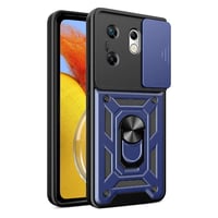 İnfinix Zero 30 4G  Kılıf Magnetik Standlı Kamera Korumalı Zore Sürgülü Vega Kapak  Mavi