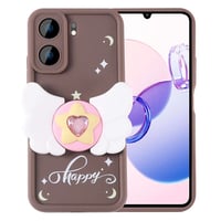 Xiaomi Redmi 13C Kılıf Kamera Korumalı Figür Tasarımlı Zore Kapya Kapak  Koyu Kahve