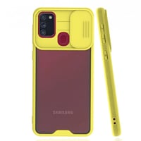 Nettech Samsung Galaxy M21 Uyumlu Platin Kamera Kızaklı Arka Koruma Kılıf (Sarı) NT86693