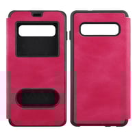 Nettech Samsung Galaxy S10 Uyumlu Pencereli Kapaklı Kılıf (Pembe) VR14092