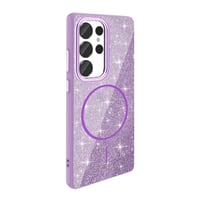 Galaxy S25 Ultra Kılıf Magsafe Şarj Özellikli Parlayan Simli Zore Okso Kapak  Derin Mor