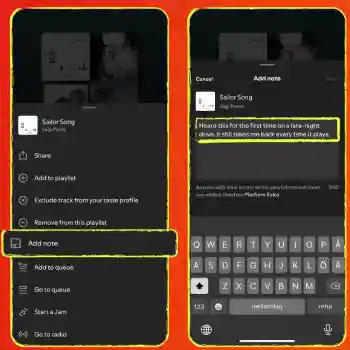 Spotify'da şarkılara kişisel not ekleme özelliği