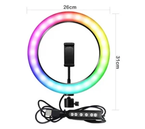 Zore RGB MJ-33 Işıklı Telefon Tutucu Ring Light - Siyah