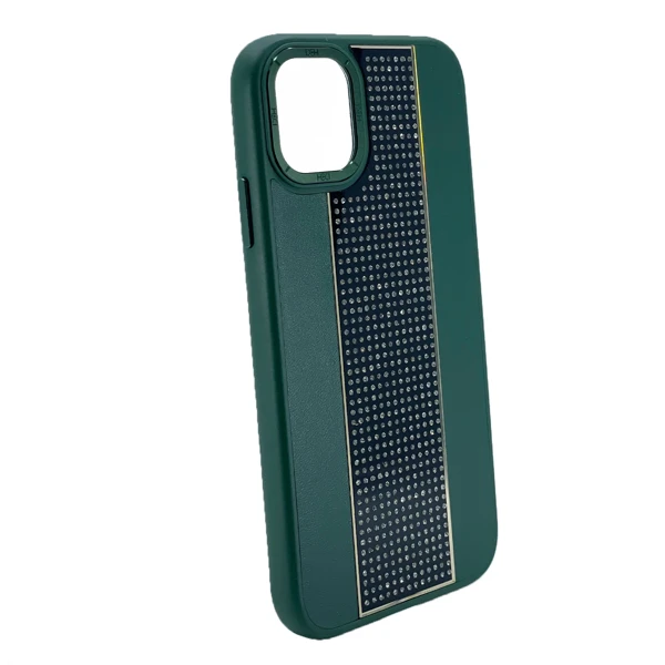 Nettech Apple iPhone 12 Pro Max Uyumlu Taşlı Deri Seri Arka Koruma Kılıf (Yeşil) NT-101466 - 2
