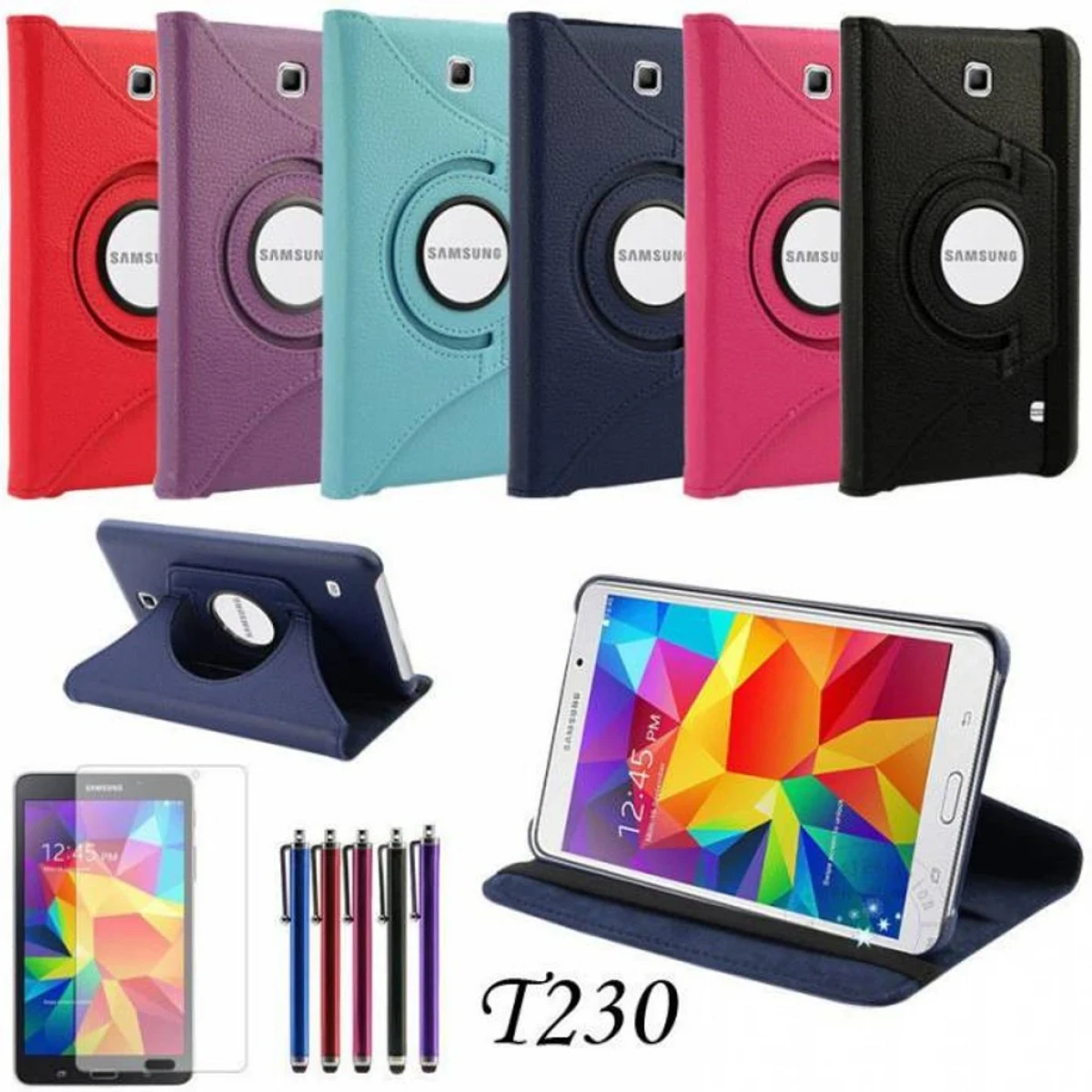 Nettech Samsung Galaxy T230 Tab 4 7.0 Uyumlu 360 Kapaklı Kılıf (Siyah) VR-9108