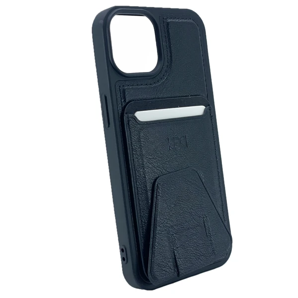 Nettech Apple iPhone 13 Pro Uyumlu Suni Deri Kartlık Arka Koruma Kılıf (Siyah) NT-101523 - 2