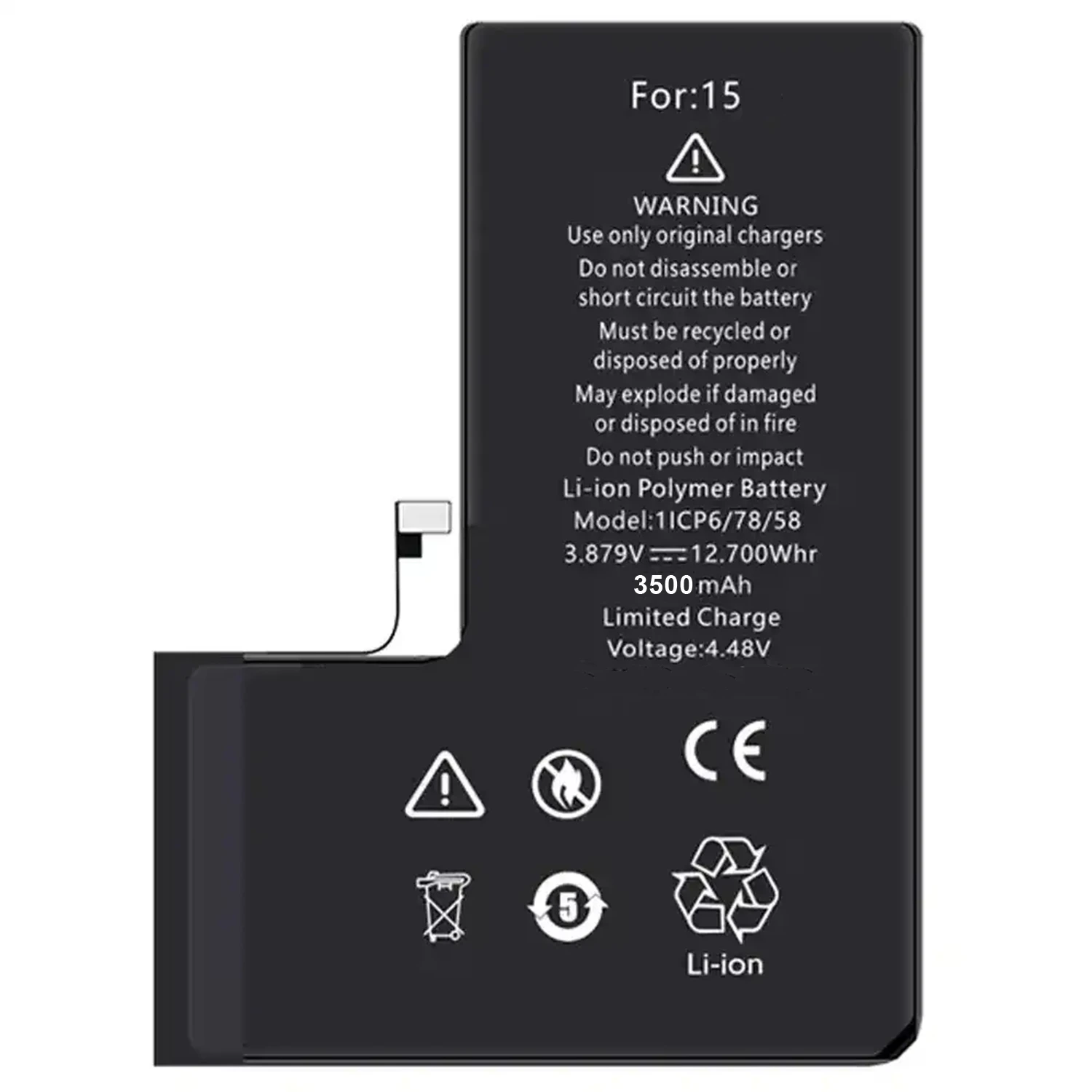 Teknonet Apple iPhone 15 Uyumlu Teknonet 3500 MAh Batarya (Renksiz) NT-111274