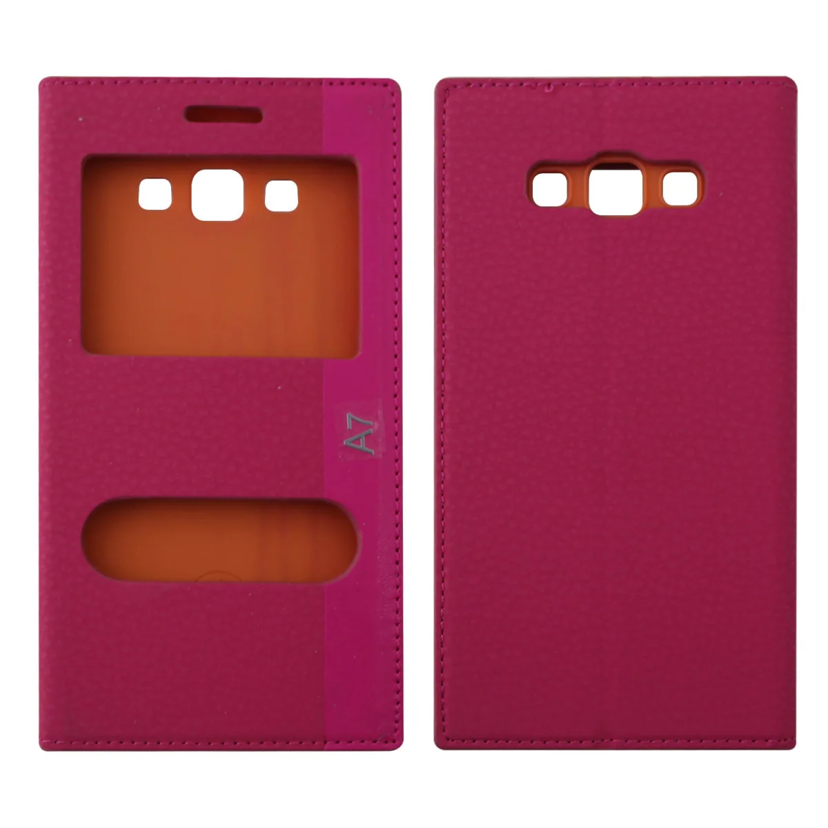 Nettech Samsung Galaxy A700 A7 2015 Uyumlu Pencereli Kapaklı Kılıf (Pembe) VR-8056