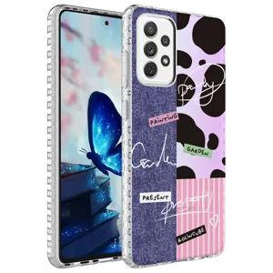 Galaxy A72 Kılıf Airbag Kenarlı Renkli Desenli Silikon Zore Elegans Kapak - NO8