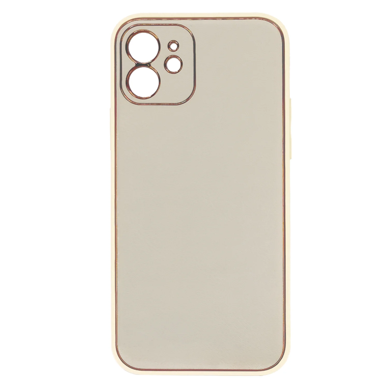 Nettech Apple iPhone 12 Uyumlu Coco Leather Seri Arka Koruma Kılıf (Gold) NT-93574