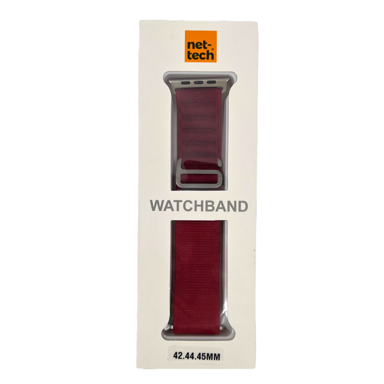 Nettech Apple Watch Seri 42/44 mm Uyumlu Kumaş Kordon (Bordo) NT-110225