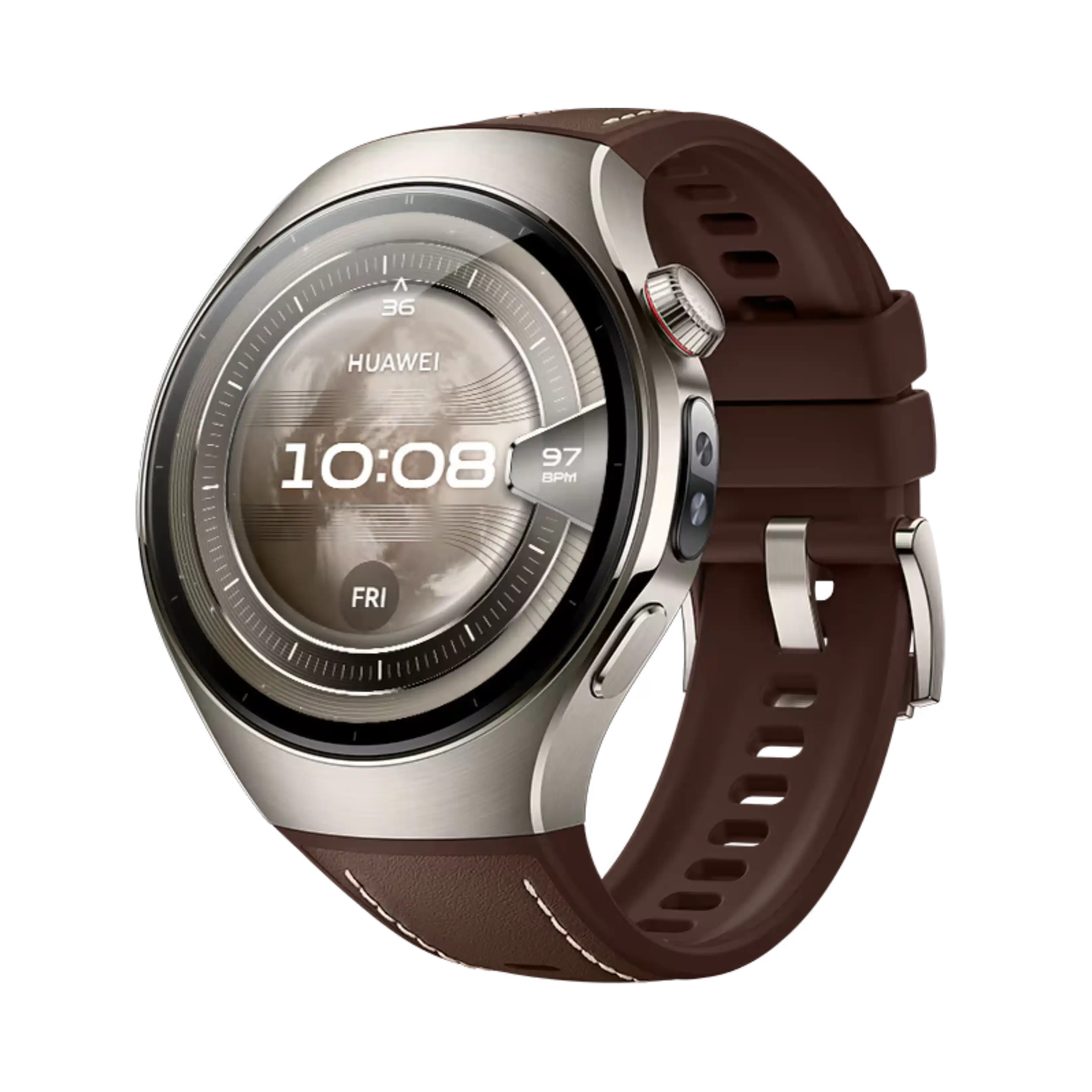 Huawei Watch 5 - Titanyum - 46mm - Wi-Fi - Koyu Kahverengi