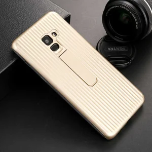 Galaxy A8 2018 Kılıf Zore Wave Standlı Mıknatıslı Kapak - Gold