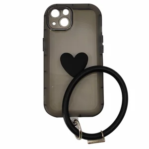 Nettech Apple iPhone 13 Uyumlu Halka Bilekli Şeffaf Seri Arka Koruma Kılıf (Siyah) NT-97223