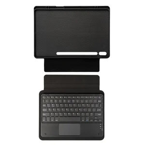 Galaxy Tab S7 FE LTE (T737-T736-T733-T730) Zore Border Keyboard Bluetooh Bağlantılı Standlı Klavyeli Tablet Kılıfı - Siyah