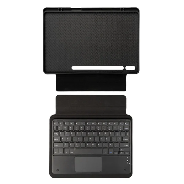 Galaxy Tab S7 FE LTE (T737-T736-T733-T730) Zore Border Keyboard Bluetooh Bağlantılı Standlı Klavyeli Tablet Kılıfı - Siyah - 1