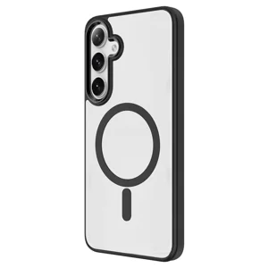 Galaxy S24 Plus Kılıf Magsafe Şarj Özellikli Zore Krom Magsafe Silikon Kapak - Siyah
