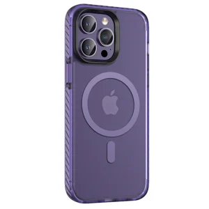 Apple iPhone 14 Pro Kılıf Mat Arka Yüzey Wireless Şarj Özellikli Zore Locik Kapak - Derin Mor
