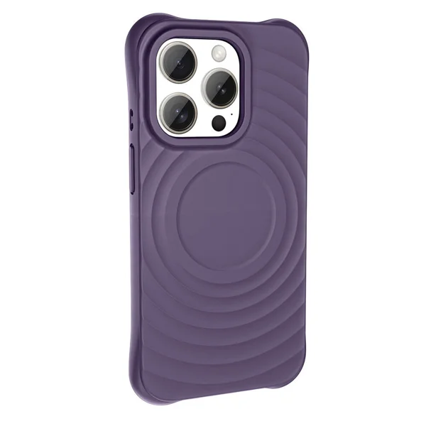 Apple iPhone 15 Pro Magsafe Şarj Özellikli Airbagli Mat Görünümlü Zore Hepi Kapak - Derin Mor - 1