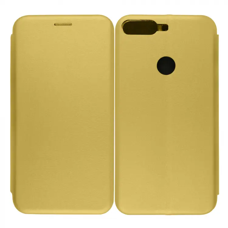 Nettech Huawei Y7 2018 Uyumlu Lüx Seri Kapaklı Kılıf (Gold) VR-18262