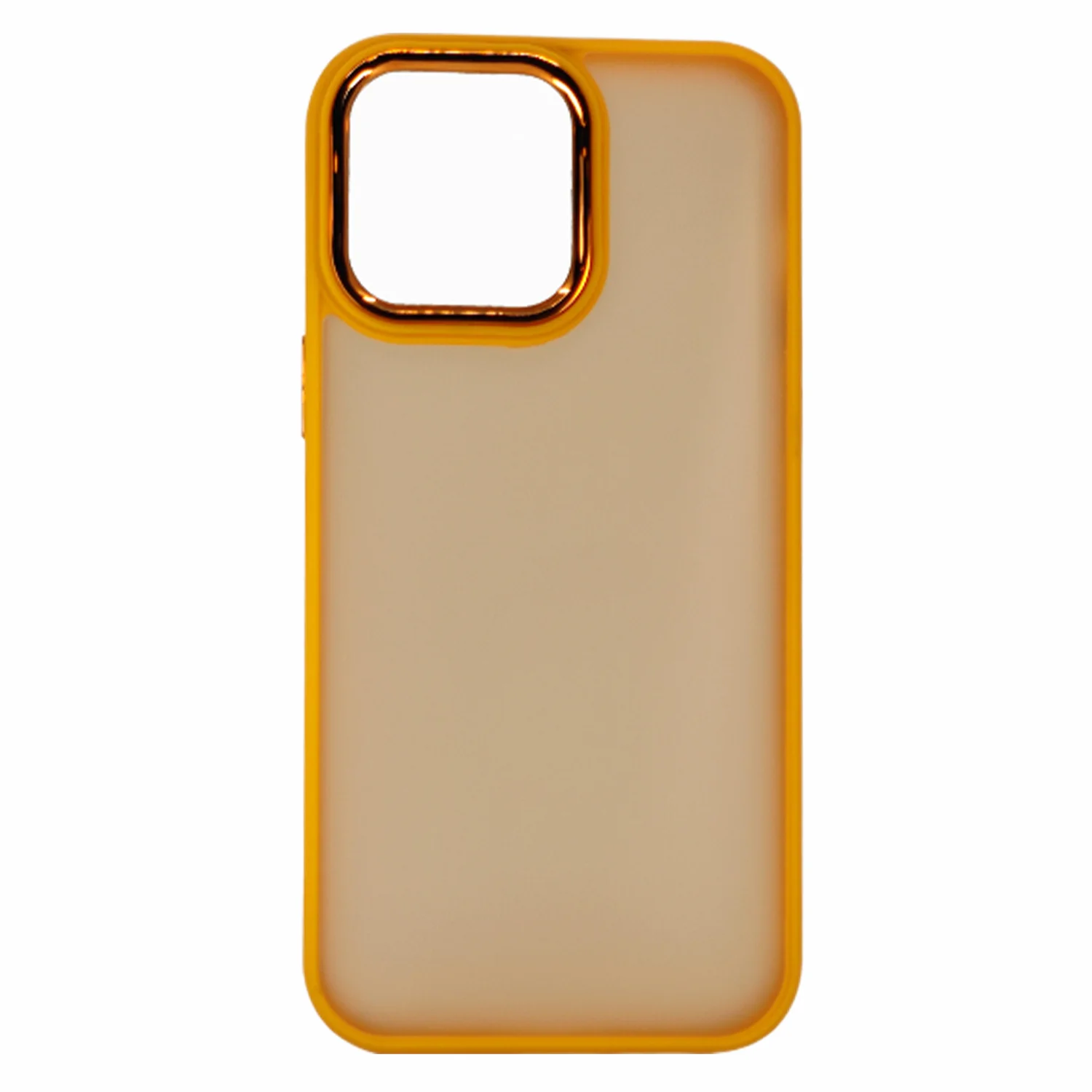 Nettech Apple iPhone 14 Pro Max Uyumlu Metal Kamera Çerçeveli Arka Koruma Kılıf (Sarı) NT-97550