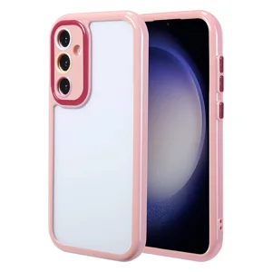 Galaxy S23 Kılıf Kamera Korumalı Renkli Kenar ve Çerçeve Tasarımlı Zore Vitamin Kapak - Mürdüm