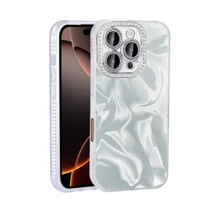 Apple iPhone 16 Pro Max Kılıf Airbagli Parlak Taş Detay Tasarımlı Zore Esila Kapak - Beyaz